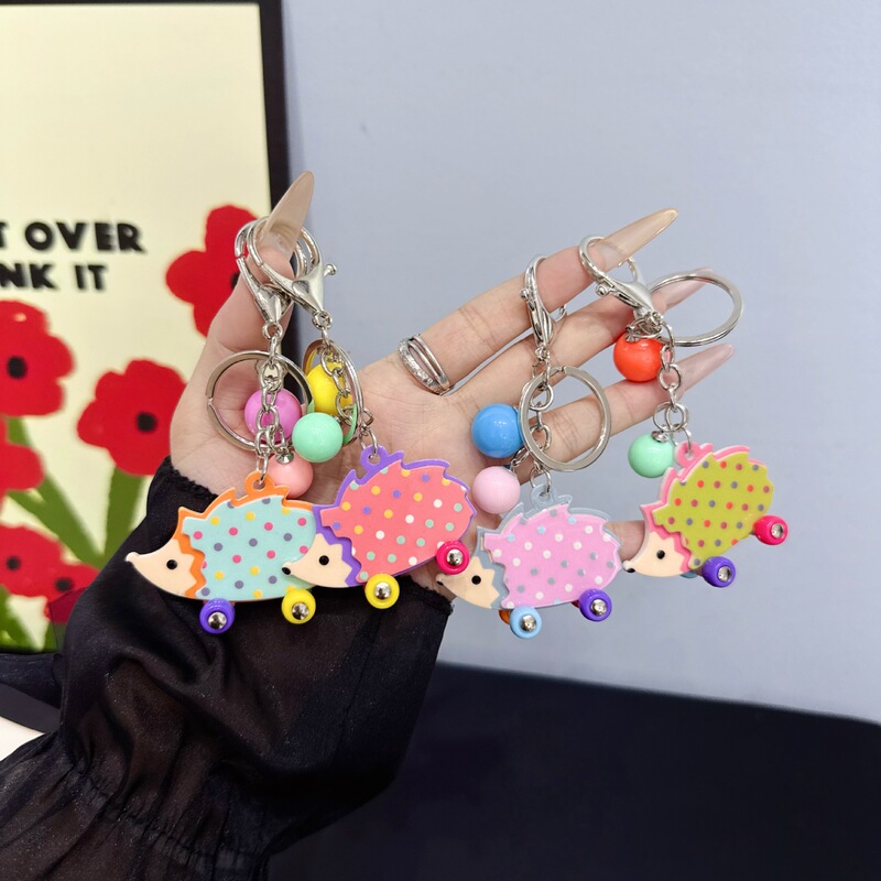New Fashionable Acrylic 3D Hedgehog Keychain Pendant Cute Girls' Bag Keychain Accessory New Fashionable Acrylic 3D Hedgehog Keychain Pendant Cute Girls' Bag Keychain Accessory
