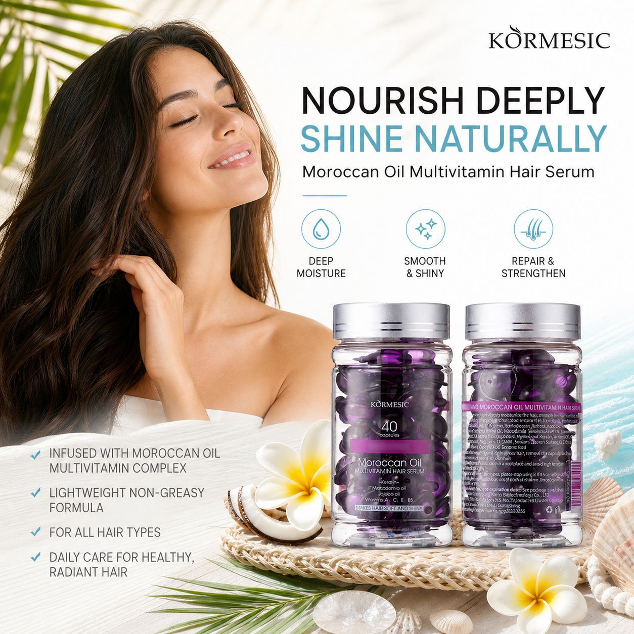 Suero capilar KORMESIC cuida el cabello, fabricante de comercio exterior transfronterizo, venta al por mayor en stock, completamente en inglés.