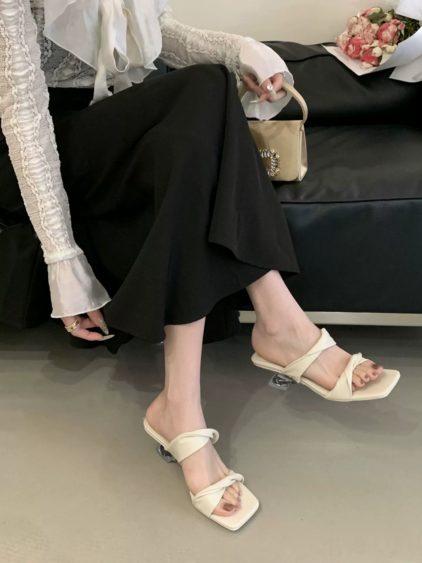 Summer fuchsia sandals with a strap, slippers