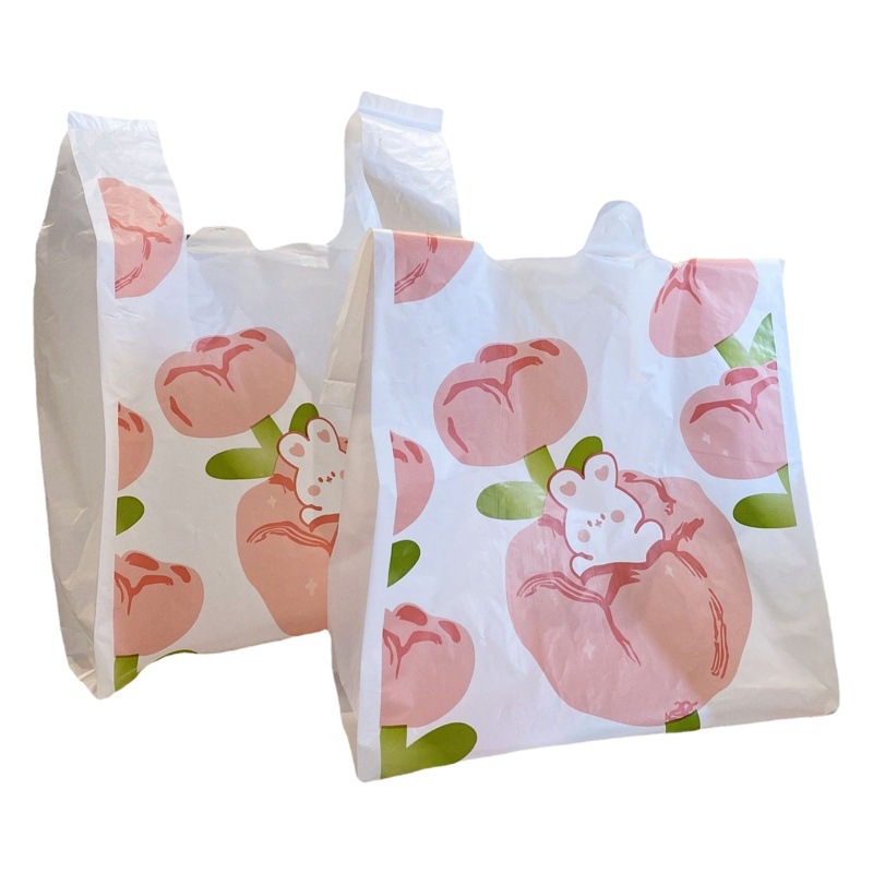 Blanco lechoso tulipán chaleco bolsa de hielo en polvo postre bolsa de plástico merienda para llevar bolsa de embalaje para hornear ensalada compras