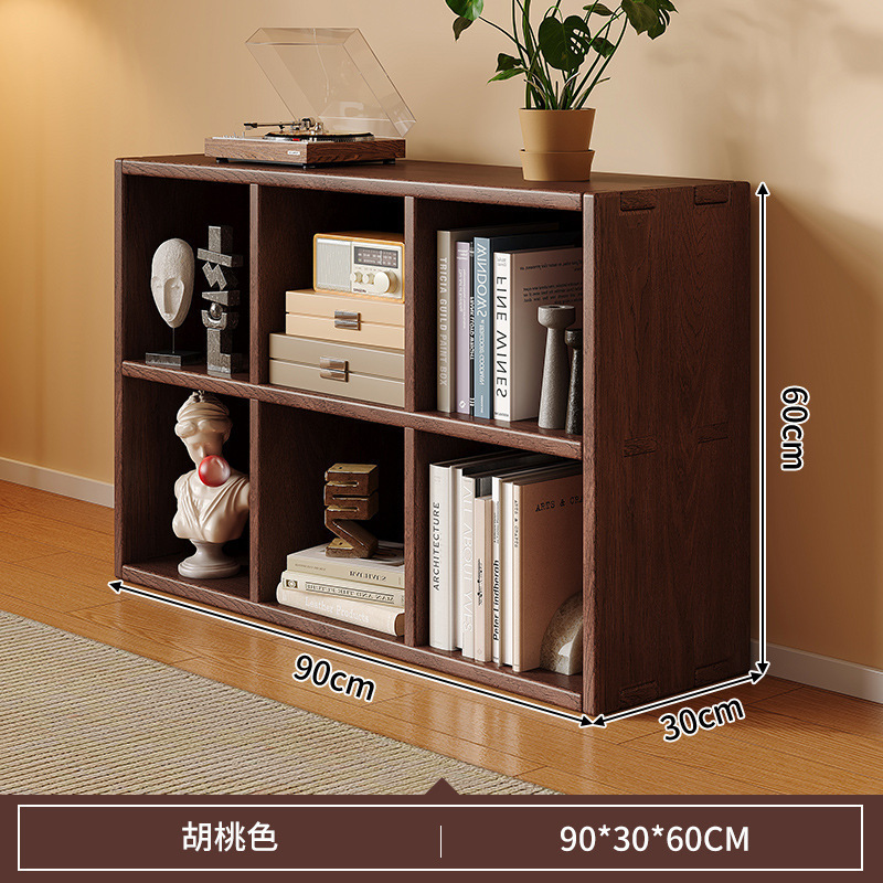 Gabinete bajo de madera sólida, gabinete de cuadrillas de color nuez, gabinete bajo de sala de estar doméstica, estante de almacenamiento contra la pared