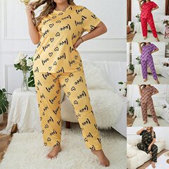 Temuクロスボーダー欧米風ビッグサイズの家庭服は、太った愛の丸首半袖ズボンの女性用パジャマセットを大きくします。