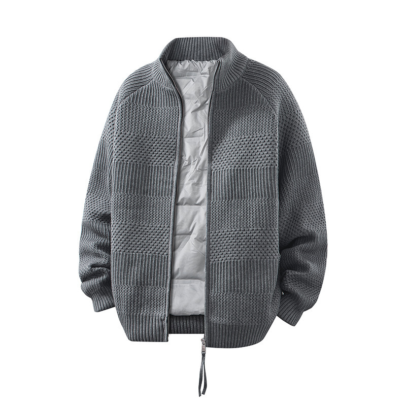 Cardigan americano de alta gama doble cremallera chaqueta de punto hombre otoño invierno perezoso viento cálido abrigo casual suéter hombre image 6
