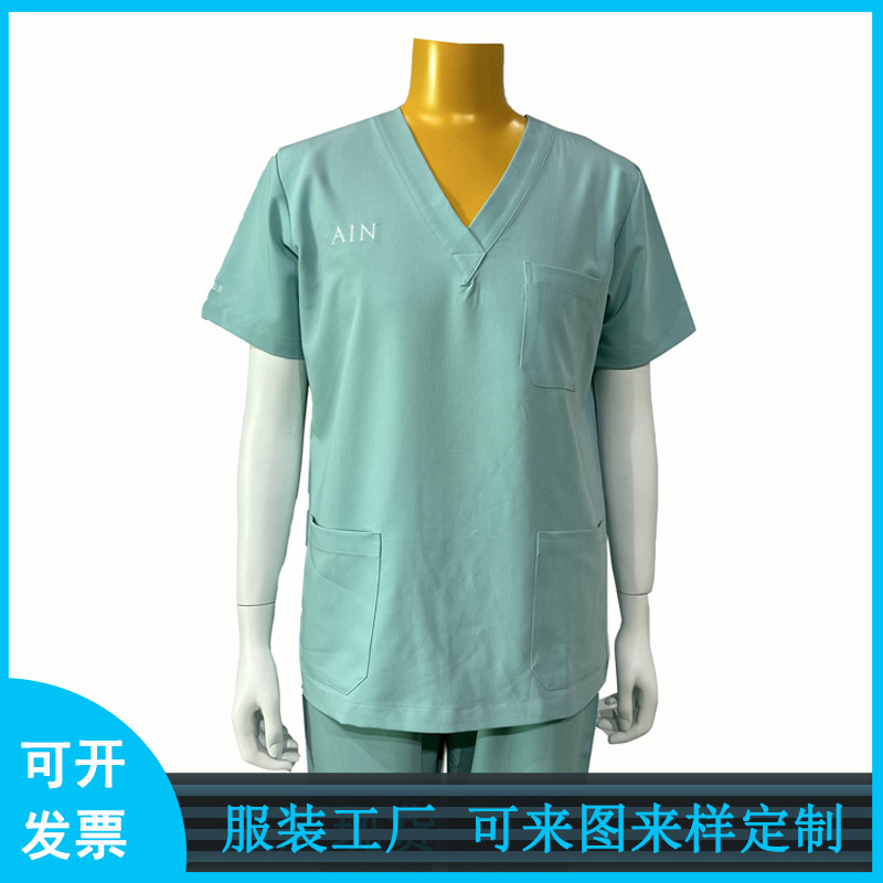 새로운 반팔 손 씻기 옷 세트 맞춤형 탄성 패브릭 편안하고 모양의 뷰티 케어 손 씻기 옷 맞춤