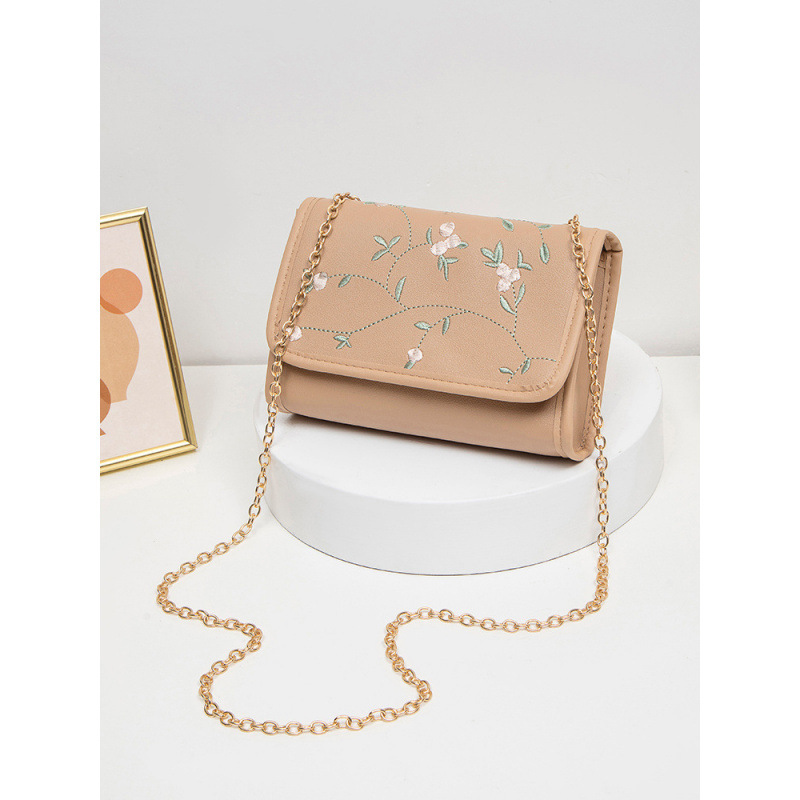 Flor dulce bordado bolso cuadrado simple moda versátil damas cadenas mochila bolso de hombro fresco bolso de teléfono móvil image 9
