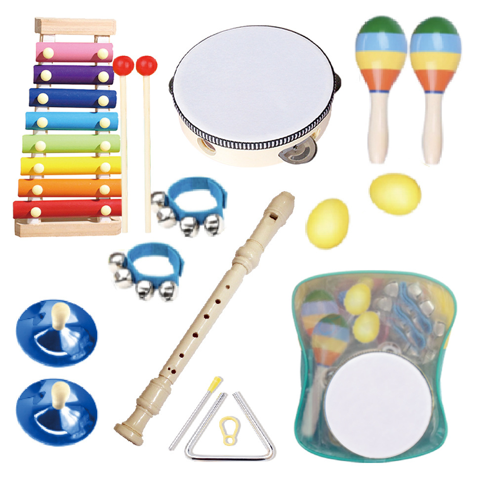 Educación temprana de madera infantil Orff instrumento musical juguete niños instrumento musical sonajero instrumento de percusión combinación traje al por mayor