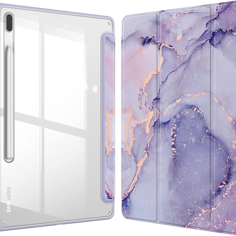 Suitable for Samsung Galaxytab S7 Tablet Protective Case S8 Transparent 11inch Acrylic Anti-Bend Pen Slot 2022 Leather