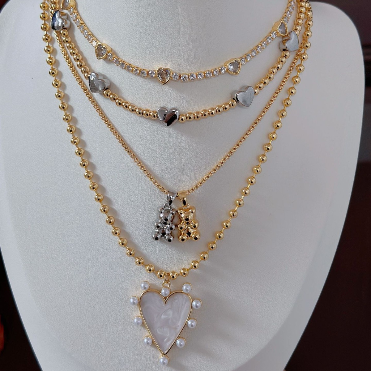 Holiday, Daily Occasion Copper Plating Bear Heart Shape Necklace