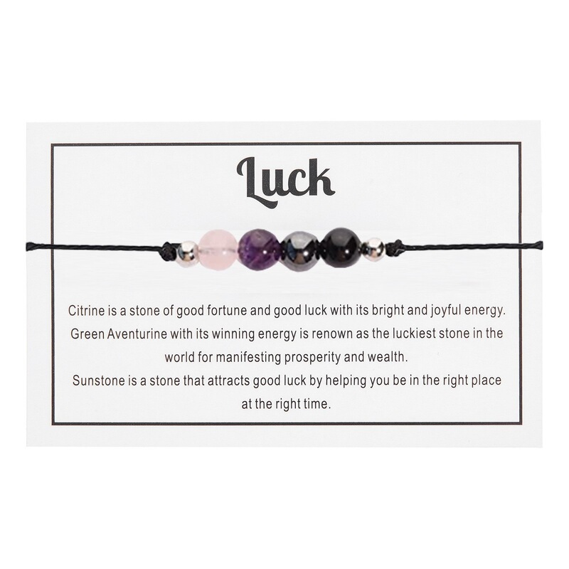 Cross-Border New Product Wax Thread Beaded Bracelet, Five-Bead Combination, Hand-Woven Luck Bracelet, Lucky Bead Bracelet
