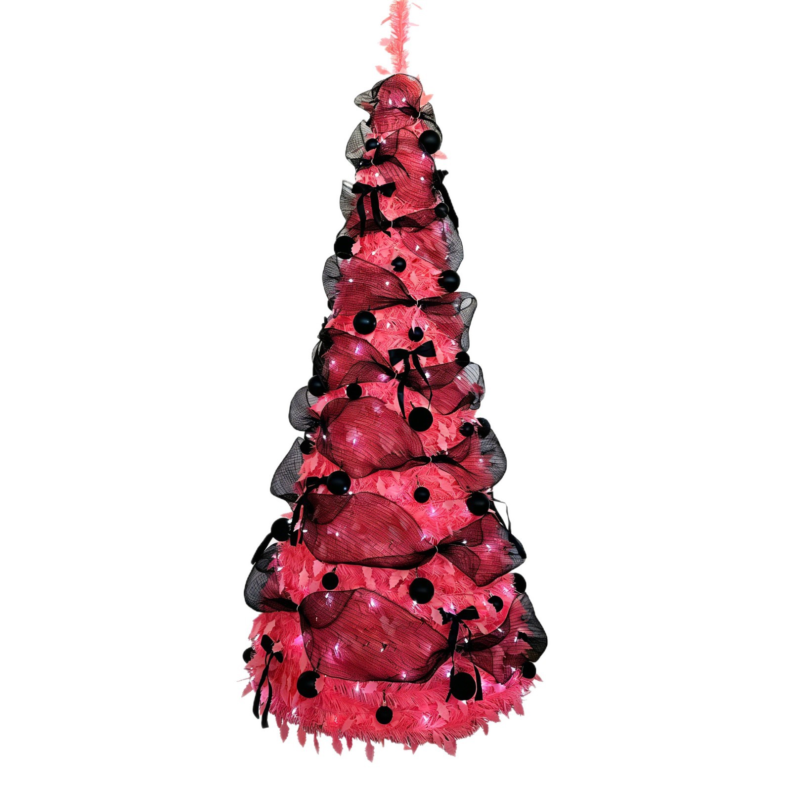 Árbol de Navidad plegable sin instalación 2026 explosión cifrado LED luminoso árbol telescópico transfronterizo para almacenamiento conveniente