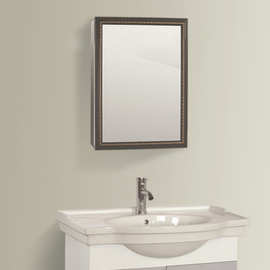 浴室镜柜新古典置物柜单门围边铝合金镜柜挂墙式卫生间浴室镜柜