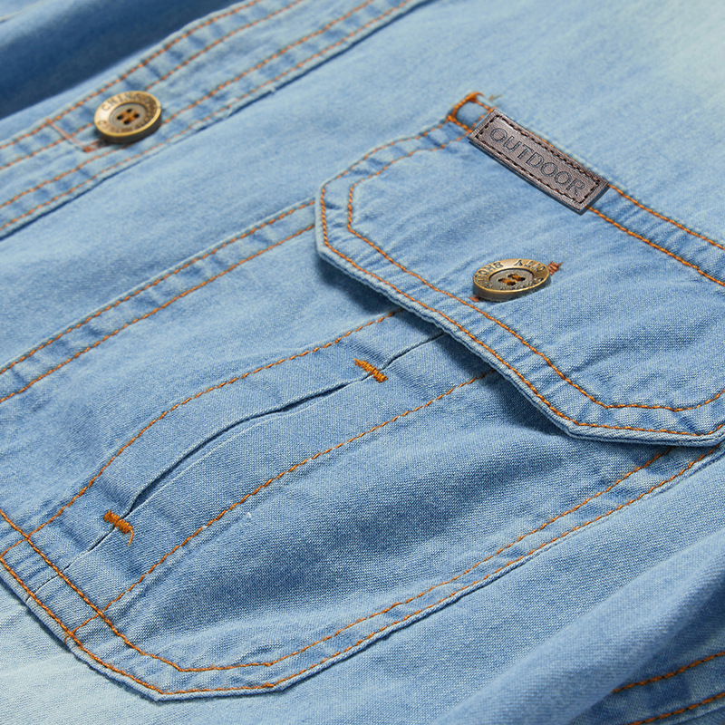 Spring Denim Workwear Long Sleeve Cross-Border European And American Washed Autumn Men's SHIRT Shirt_voghion.com
