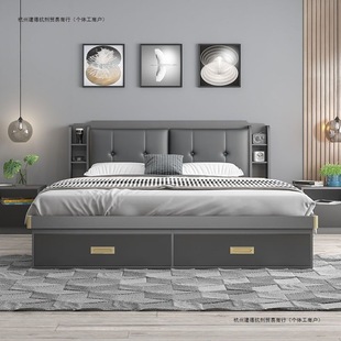 Pneumatic High Box Storage Bed 1.8m Modern Simple Master Bedroom Bed 1.5 Small Apartment 1.2m Double Bed