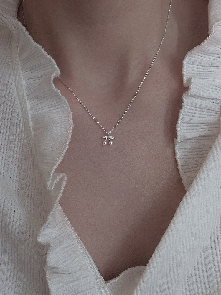 Casual, Holiday Occasion 925 Sterling Silver Material 1 Piece 925 Sterling Silver Cherry 925 Sterling Silver Cable Chain Pendant Necklace