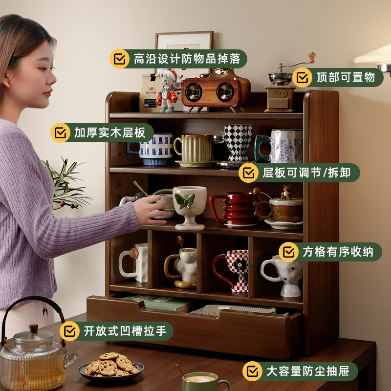 Estante de taza de madera Estante de mesa de comedor Estante de comedor Taza de agua Taza de té Estante de almacenamiento de taza de café Estante de exhibición