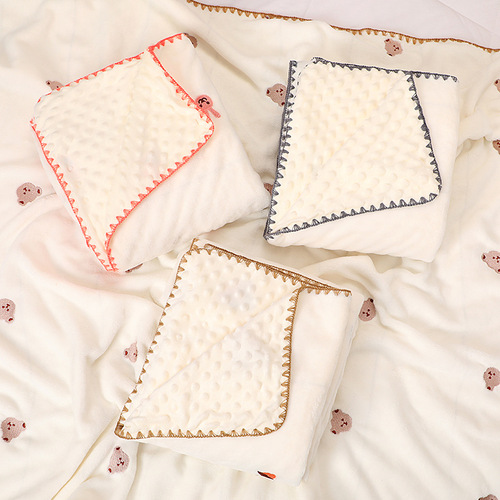 Baby Blanket Milk Fleece Embroidered Soft Skin-Friendly Soothing Blanket Spring and Autumn Children's Towel Blanket Office Air Conditioner Blanket