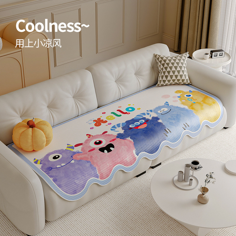 Cojín de sofá de ratán de hielo de verano, tapete de dopamina, tapete de ratán, tapete de sofá, cubierta completa, toalla de tela antideslizante, garra de gato