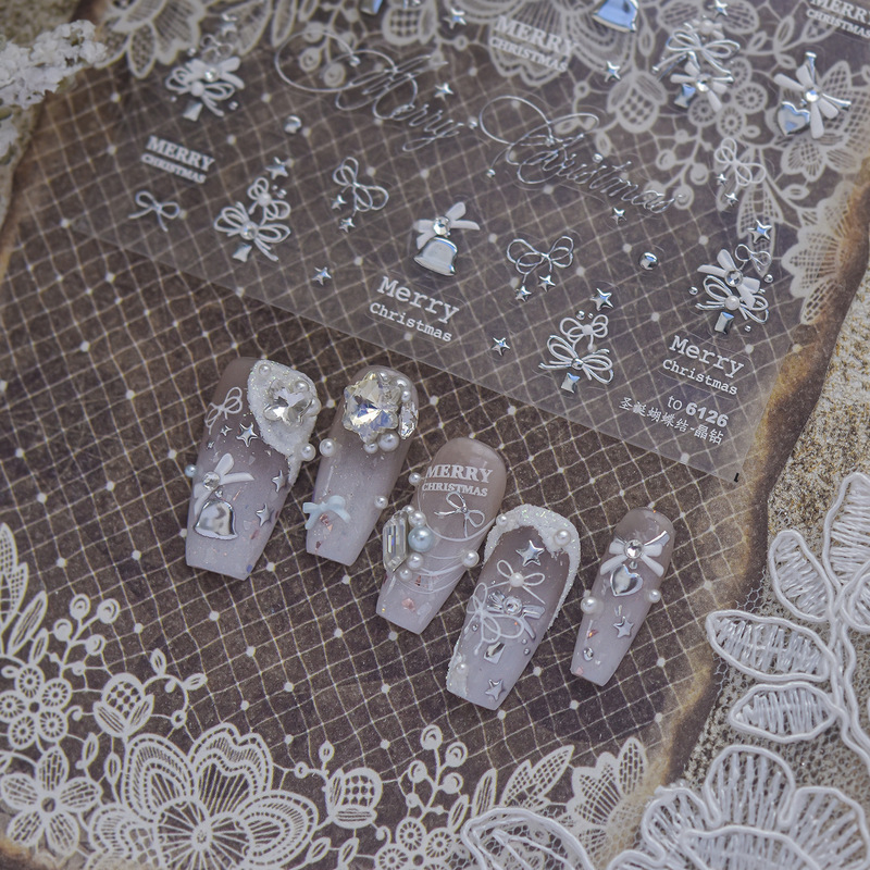 tomoni crystal diamond nail stickers new simple winter atmosphere nail stickers Christmas bow nail decorations tomoni crystal diamond nail stickers new simple winter atmosphere nail stickers Christmas bow nail decorations