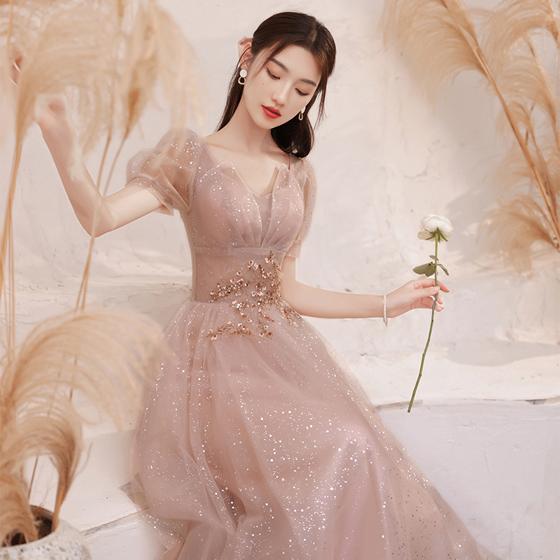Banquet Evening Dress for Women 2026 New Spring Style Dress Birthday Elegant Socialite Host Simple and Elegant Dress