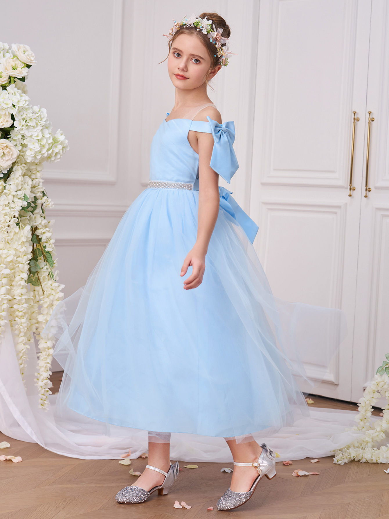 Verano nuevo vestido de princesa de niñas vestido de boda vestido de flores vestido de fiesta vestido de cumpleaños vestido de niños