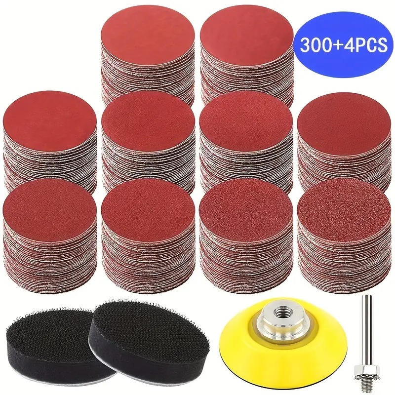 2寸植绒砂纸片  304pc砂纸套装圆盘砂纸气动打磨背绒自粘砂纸
