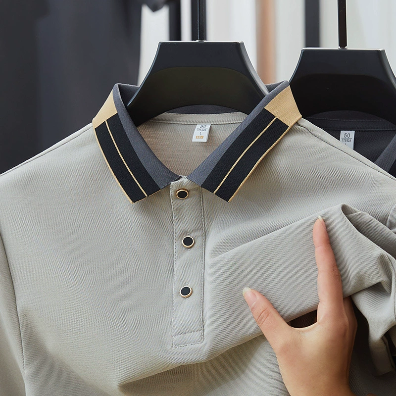 2025 новый летний быстрый сухой отворот футболка с короткими рукавами мужской освежающий мягкий и удобный дикий сплошной цвет рубашка поло с половиной рукава