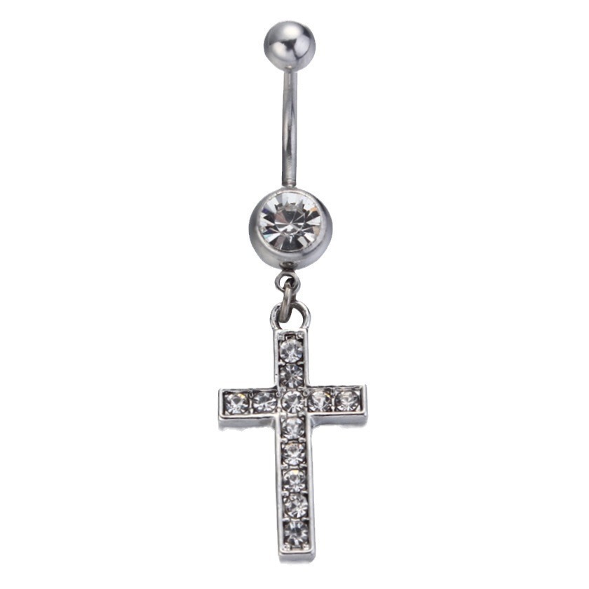Cross Dangle Belly Button Ring For Women Navel Piercing Jewellery_voghion.com