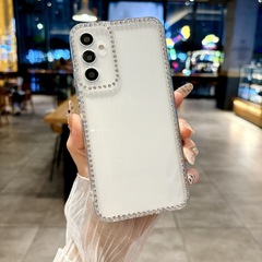 Samsung A16 携帯電話ケース A06/A56/A36/A26 ラインストーンフレーム A55/A15 透明 A05 保護カバーに適しています。