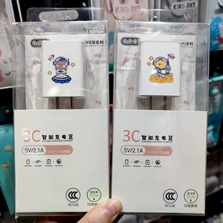 厂家批发3C认证充电头 可爱卡通太空人印花充电器 5V2.1A快充U-26