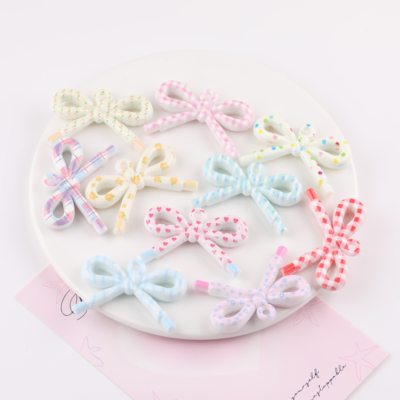 Small Fresh Polka Dot Printed Bow Tie DIY Handmade Keychain Pendant Jewelry Material Small Accessories