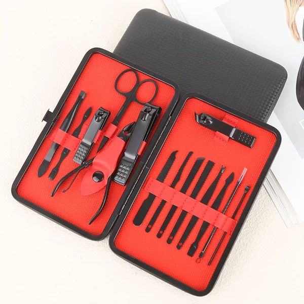 24-Piece Black Nail Clipper Set for Home Durable Beauty Manicure Tools Business Gift Nail Clipper Set