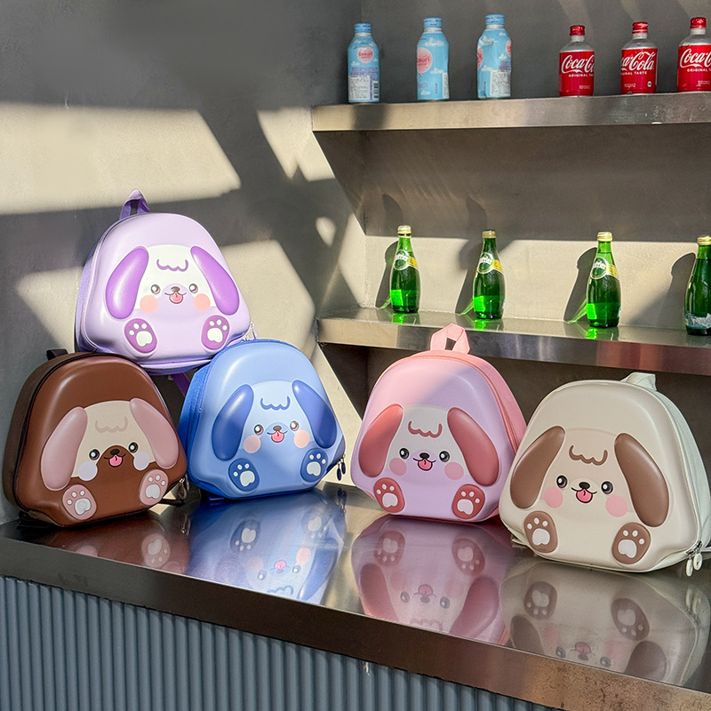 Jardín de infantes bebé mochila pequeña caricatura lindo perrito, mochila de cáscara de huevo para niños y niñas nueva mochila con luz para niños