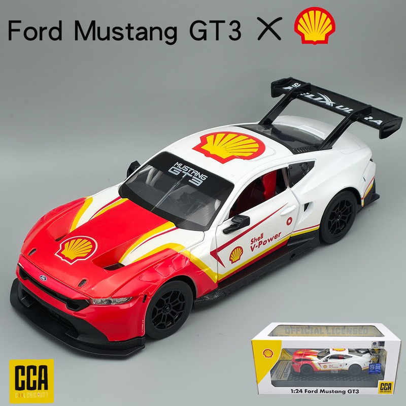 Cca Caipo 1:24 Ford Mustang Gt3 Alloy Car Model Shell Co-Branded Sports Car Sound and Light Kidsren's Toy Car