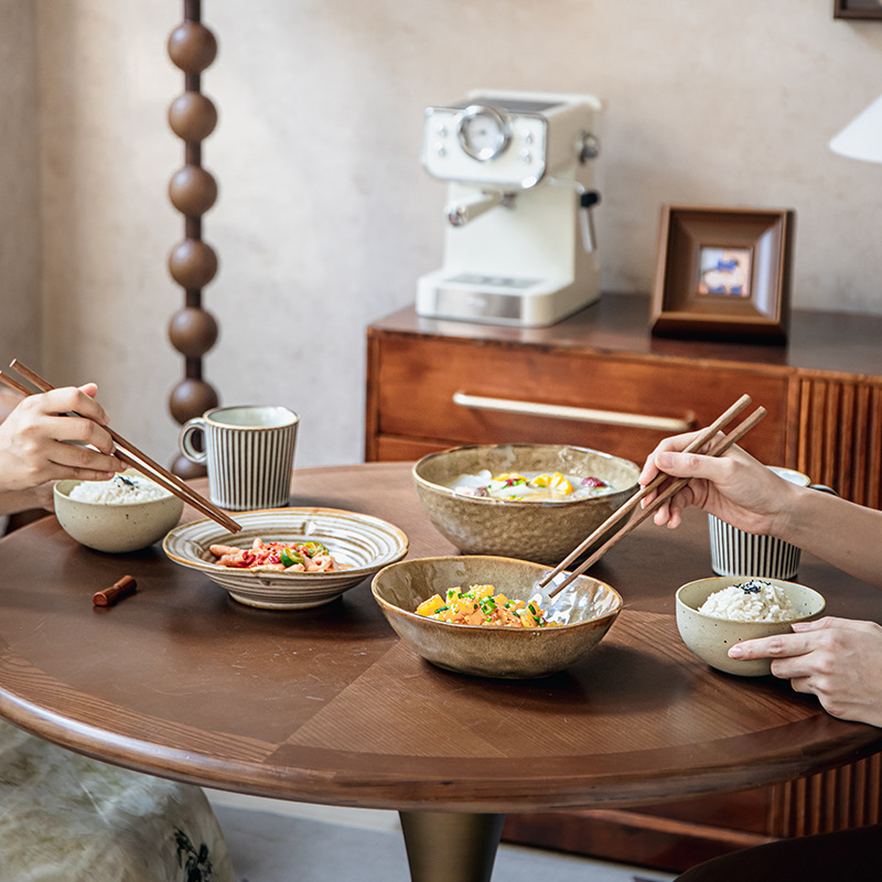 Cuencos de goteo de forma característica cuencos de ensalada de 8 pulgadas cuencos de cerámica de forma especial cuencos de fideos cuencos de restaurante exportación transfronteriza