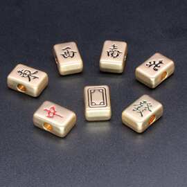 古法金哑光滴油烧蓝珐琅彩手串链合金饰品配件麻将风头大孔珠023