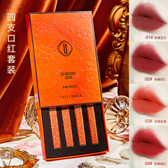 Yuliyula Orange Fine Tube Velvet Lipstick Set of 4, Matte Haze, Transfer-Resistant