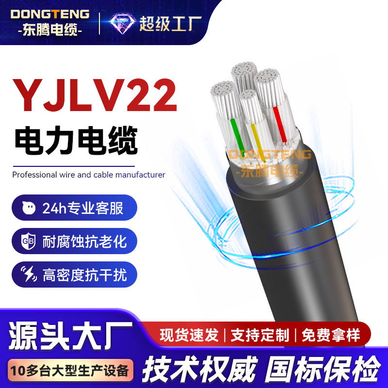 Dongteng YJLV22 Armored Aluminum Core Cable Low Voltage Transmission Stabilized Cable 2/3/4/5 Core Overhead Ground Buried Cable Dongteng YJLV22 Armored Aluminum Core Cable Low Voltage Transmission Stabilized Cable 2/3/4/5 Core Overhead Ground Buried Cable
