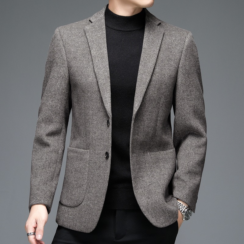 남성용 울 정장 2025 가을 겨울 신상 비즈니스 캐주얼 중년 남성 정장 아빠 슬림핏 모직 작은 정장