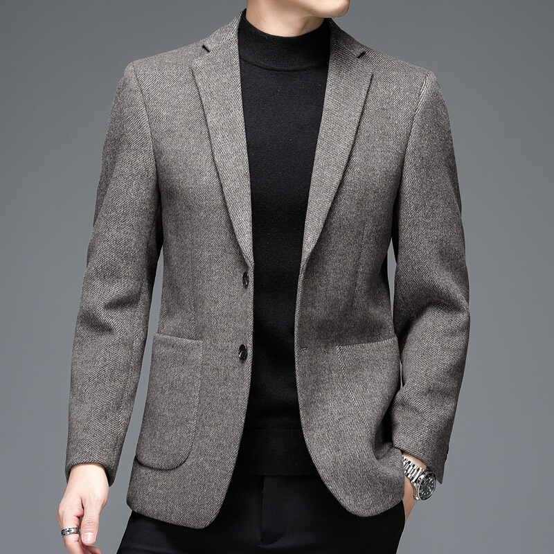 Men's Wool Suit 2025 Autumn and Winter New Business Casual Middle-Aged Men's Suit Dad's Slim Woolen Small Suit Men's Wool Suit 2025 Autumn and Winter New Business Casual Middle-Aged Men's Suit Dad's Slim Woolen Small Suit