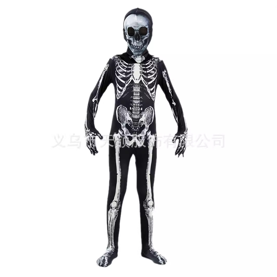 Ropa de vestir con estampado de esqueleto con capucha de calavera para niños