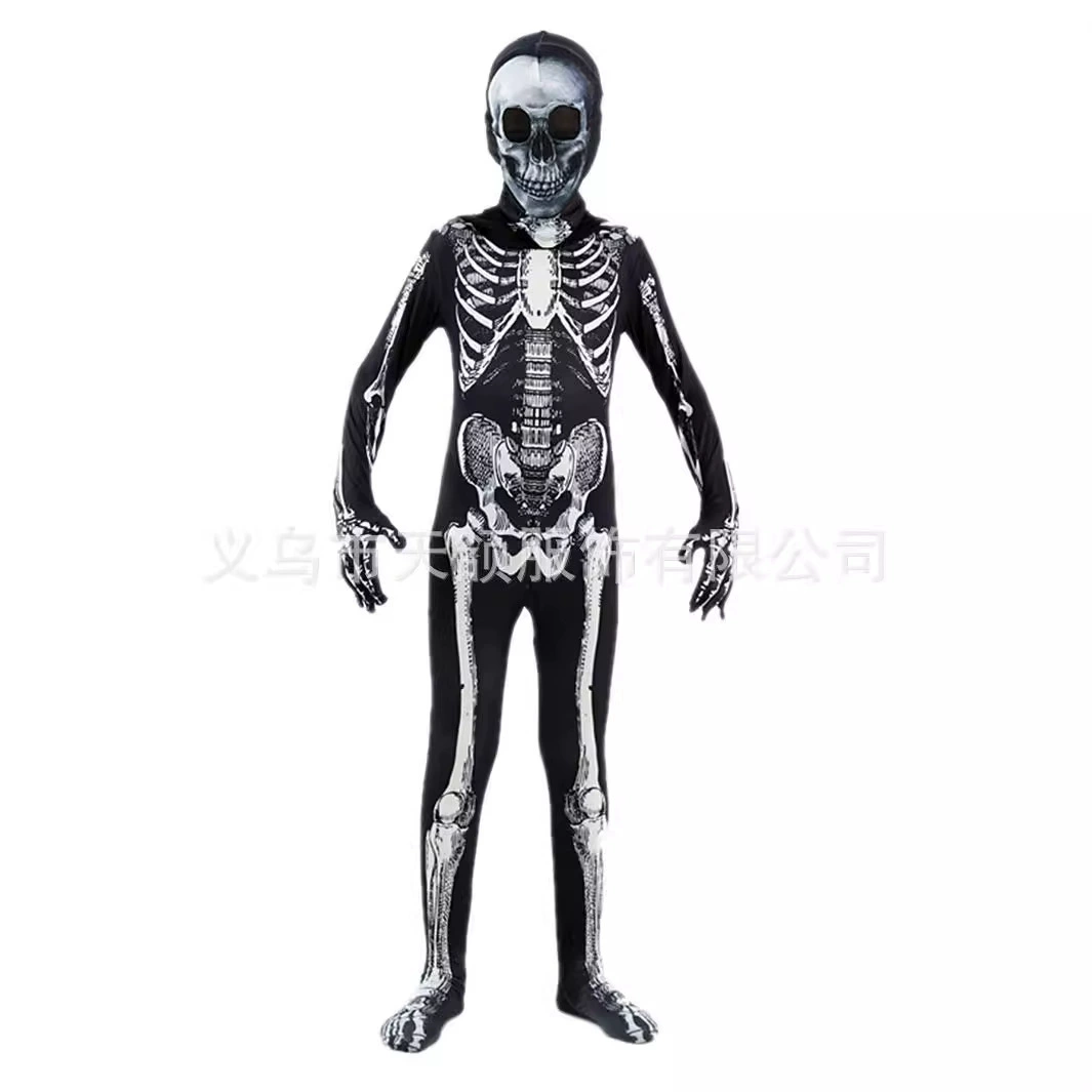 Детский череп с капюшоном с принтом скелета одеваются костюмы Хэллоуин хоррор бал праздничная вечеринка костюмы
