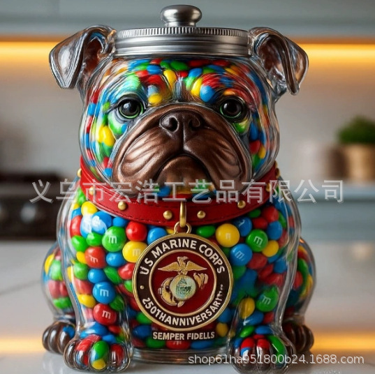 跨境新品 French Bulldog Snack Jar 宠物储存零食罐户外训练罐子|undefined