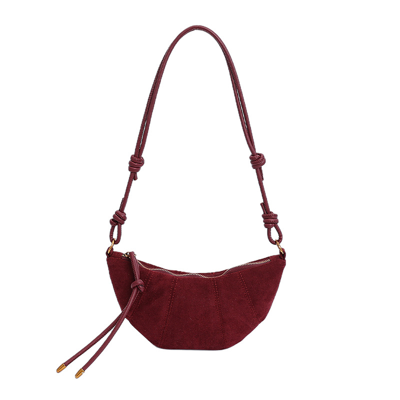 Trending Croissant Suede Bag For Women 2025 New Arrival Luxury Designer Small Niche Crossbody Dumpling Bag - Thumbnail 8