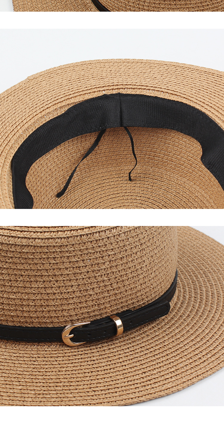 Fashion Sunshade Sunscreen Short Brim Flat-top Straw Hat Wholesale display picture 5