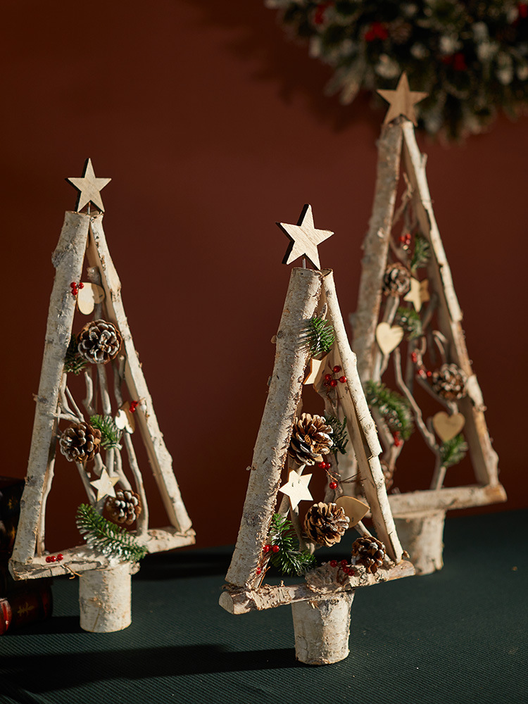 Buscando madera ins árbol de Navidad nórdico retro decoración de escritorio decoración de Navidad ventanas de diseño props escena