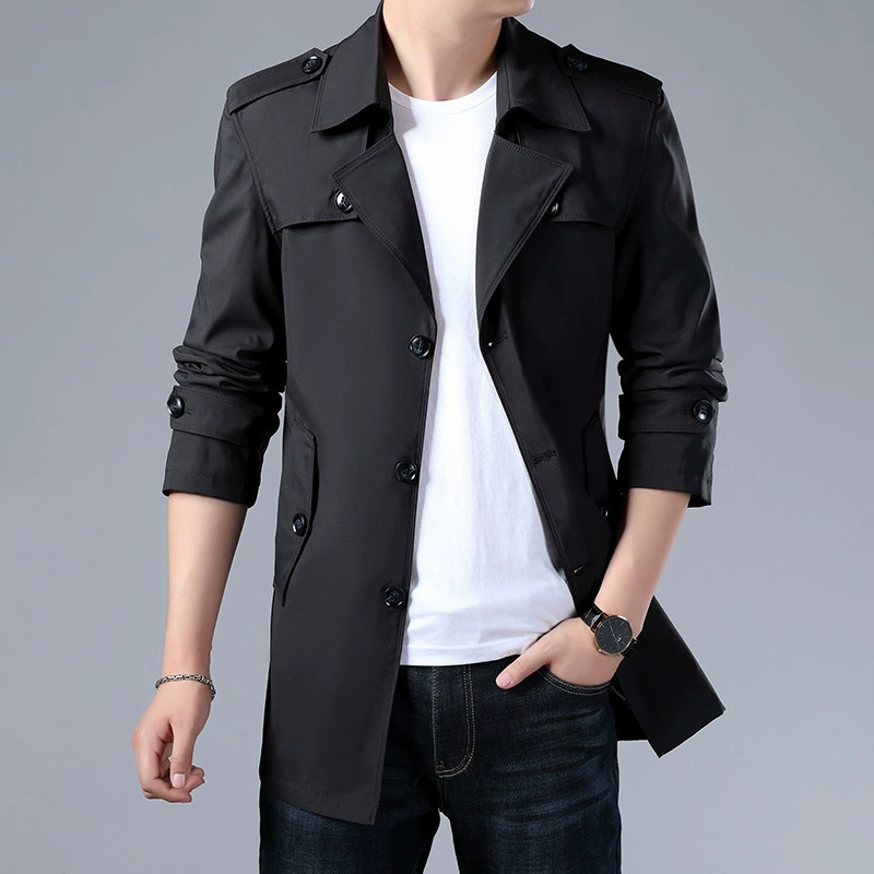 Мужское длинное осеннее trench coat, разноцветная куртка, средняя длина