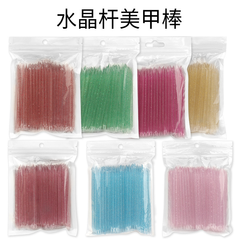 Wholesale 9.5cm Double-Headed Dot Pen with Wooden Pick and Dead Skin Push Double-Headed Orange Wood Stick 100/Package Crystal Rod Dot Drill Stick