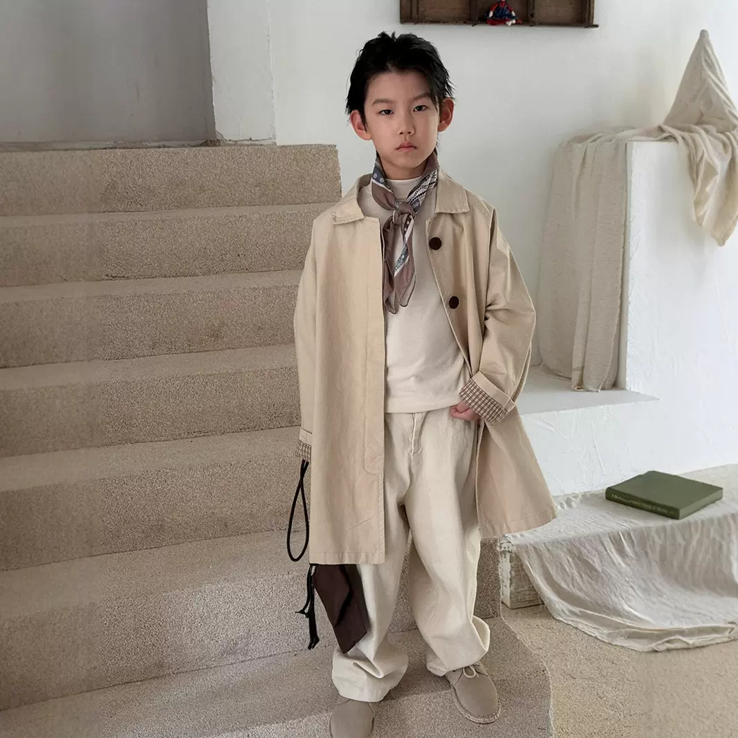 男童外套春秋款2025新款韩版女宝宝休闲上衣中小童百搭中长款风衣
