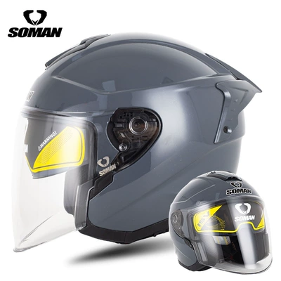 Motosiklet kaskı (dəbilqə): Riding All-Season Three-Quarter Safety Helmet - cement-ash-s