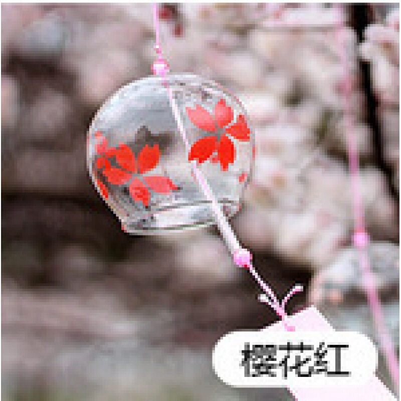 願い事風鈴飾り風鈴桜ガラス透明吊り式観光地シーン配置風鈴学生DIY手|undefined